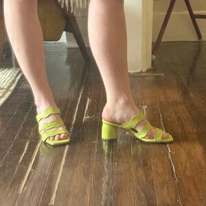 Women's Lime Green Strappy Block Heel Sandals